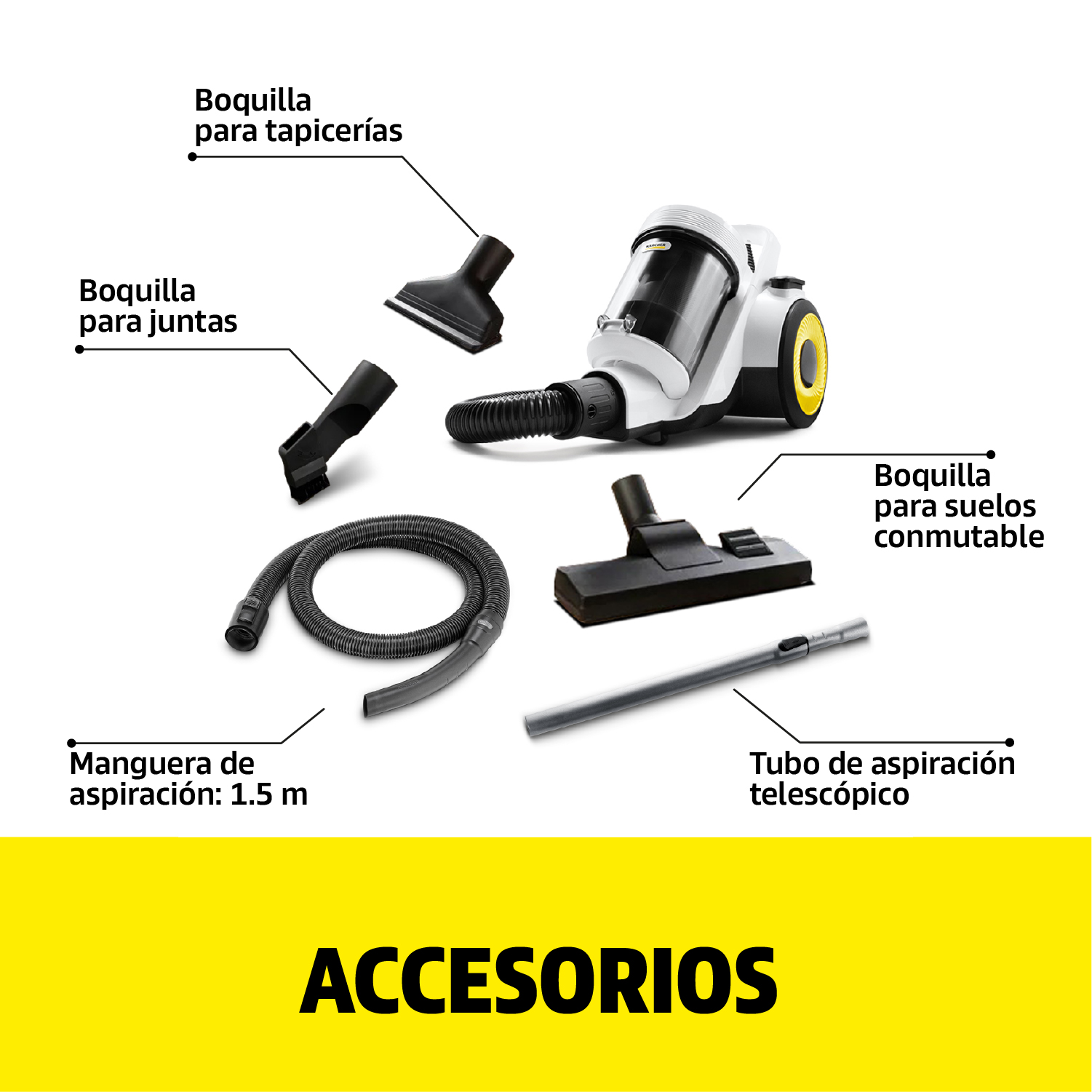 Aspiradora sin bolsa VCL3 Cyclonic 1000W Karcher - Imagen 2