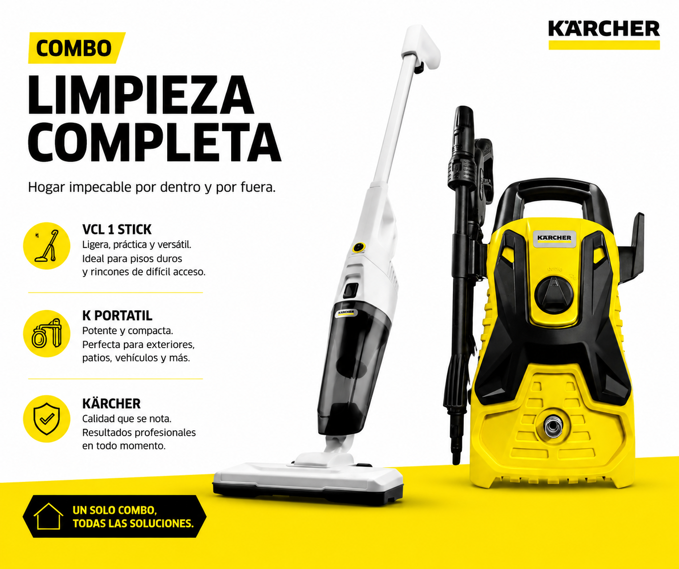 Combo Hidrolavadora K Portatil + Aspiradora VCL 1 Stick - Imagen 2