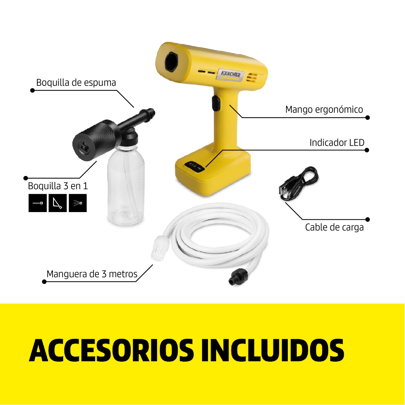 Hidrolavadora KARCHER inalámbrica Go Clean Amarilla - Imagen 3